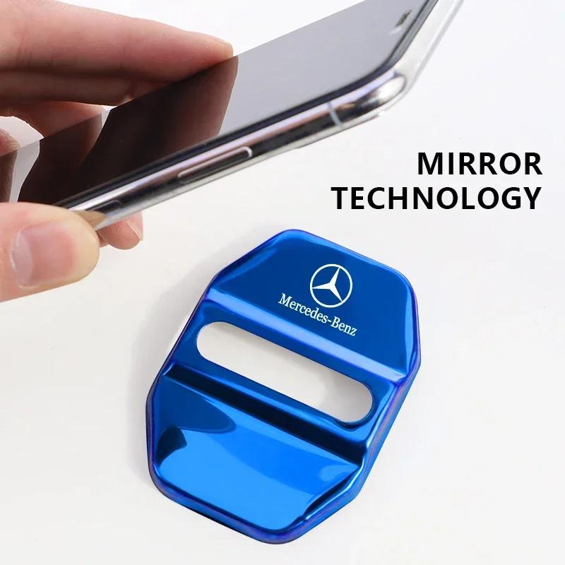 Benz amg 4Pcs 3D Car Door Lock Cover Accessories For Mercedes Benz AMG W206 W204 W205 W212 W213 W221 W222 W223 W251 W464 W240 W211 GLE DN1
