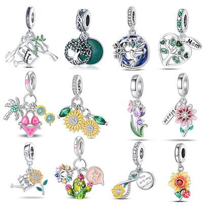 Charms Copper Plant Theme Collection Pendant For 3Mm Original Bracelet Necklace Women Luxury Diy Exquisite Jewelry Gift