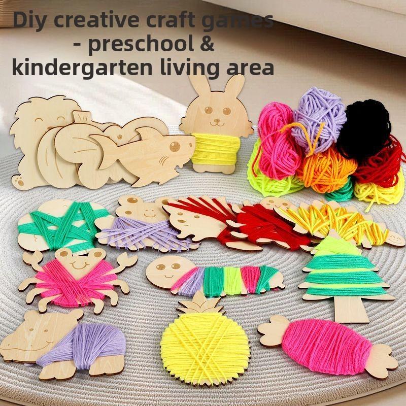Handmade Craft Toy For Kids With Wooden Materials For Diy Creative Weaving And Threading Activities
