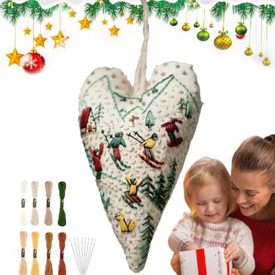 Anfänger Stickset Herzförmiger Weihnachtsanhänger Bastelsets Komplettes Kunsthandwerksset Für Reiseprojekt Entspannung Hobby