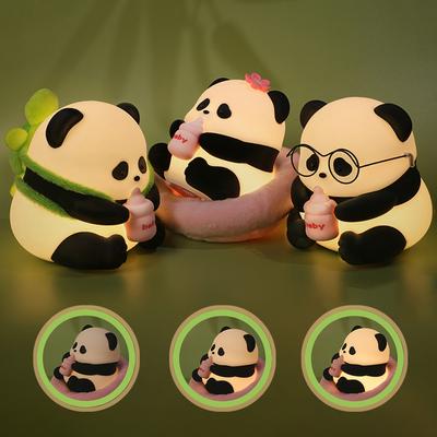 Cute Panda Silicone Lamp USB Rechargeable Timing Pat Sensor LED Night Light Bedside Decor Kids Birthday Gift