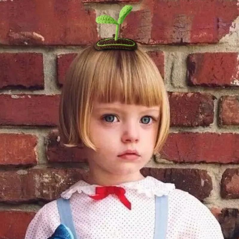 Creative Hair Clips Crochet Bean Seedlings Hairwear Accessory for Little Kids