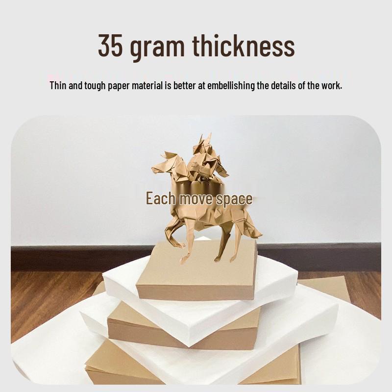 Large Square Kraft Paper for Origami: Durable Thin Handmade Paper for Student Projects, Thousand Paper Cranes, Dinosaurs, and Insects.