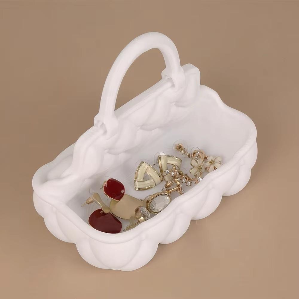 Solid Color Handbag Storage Basket Warm Style Handbag Design Jewelry Storage Basket Plaid Pattern Soft Desktop Storage Basket