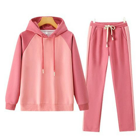 Women's Trendy Casual Suit: 2025 Spring/Autumn Fitness Sportswear with Hooded Sweatshirt & Long Pants.