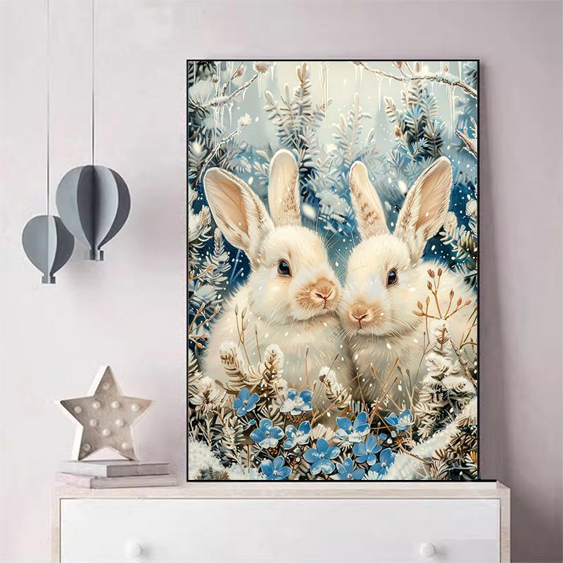 5d DIY Diamond Painting Cross Stitch Cute Little Bunny Diamond Embroidery Mosaic Animal Full Round Drill Home Decor