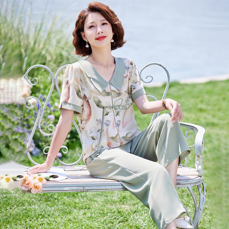 Past Summer New Chinese Style Floral Print Outfit Set for Women