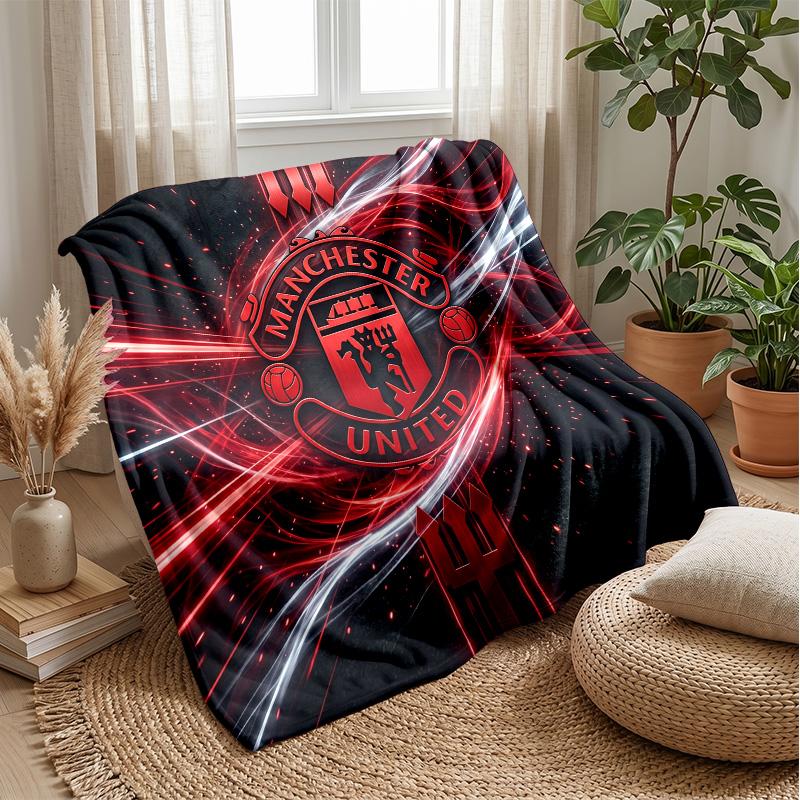 Coperta a tema Manchester United Morbida coperta in flanella Coperta morbida da divano Coperta accogliente per divano e letto per la decorazione della casa