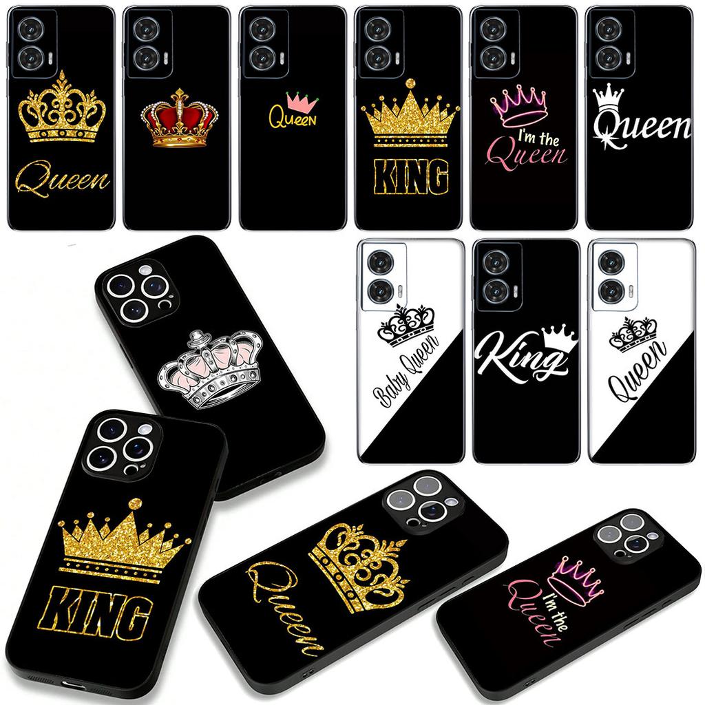 Cover for Samsung Galaxy A55 A54 A25 A36 A17 A26 A35 A33 A34 A14 A37 S8 S9 S20 S21 FE S10 Plus Case Crown King Queen golden
