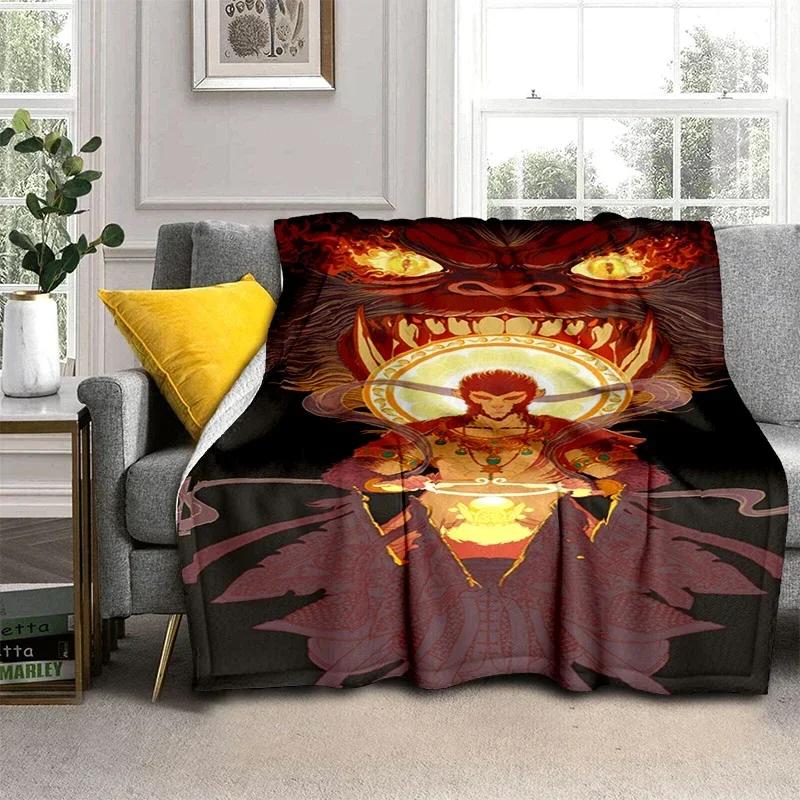 Fantasy The Monkey King Cartoon Blanket Warm Flannel Throw Blanket Bedspread for Bed Sofa Picnic Christmas Birthday Boys Gifts