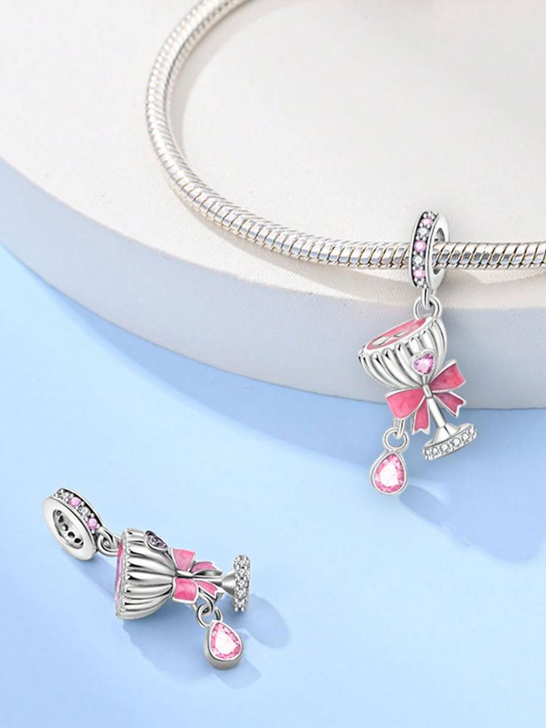 Charms Plata Copper Colors Beer Glass Wine Glass Bead Charm Pendant For Original Bracelet For Women Diy Jewelry Love Gift