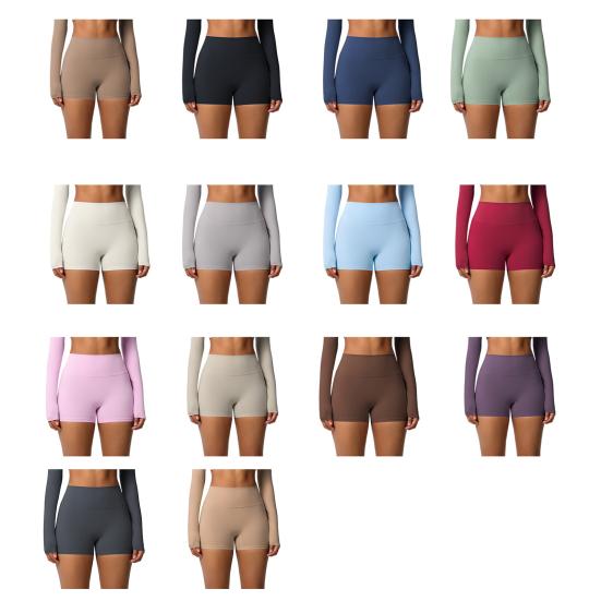 Women Sports Shorts High Waist Yoga Shorts Body Shaping Peach Butt Effect Tummy Control Shorts Elastic Waistband Solid Color Cropped Pants for Running