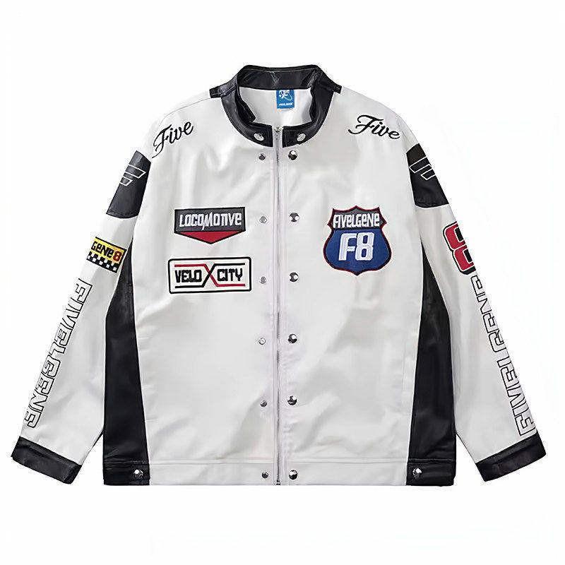 Závodní motocyklová bunda Kožený motorkářský kabát Vintage styl Unisex jezdecké oblečení Muži Ženy
