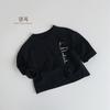 Kids Unisex Casual Letter Print Black White Long Sleeve T Shirt Top