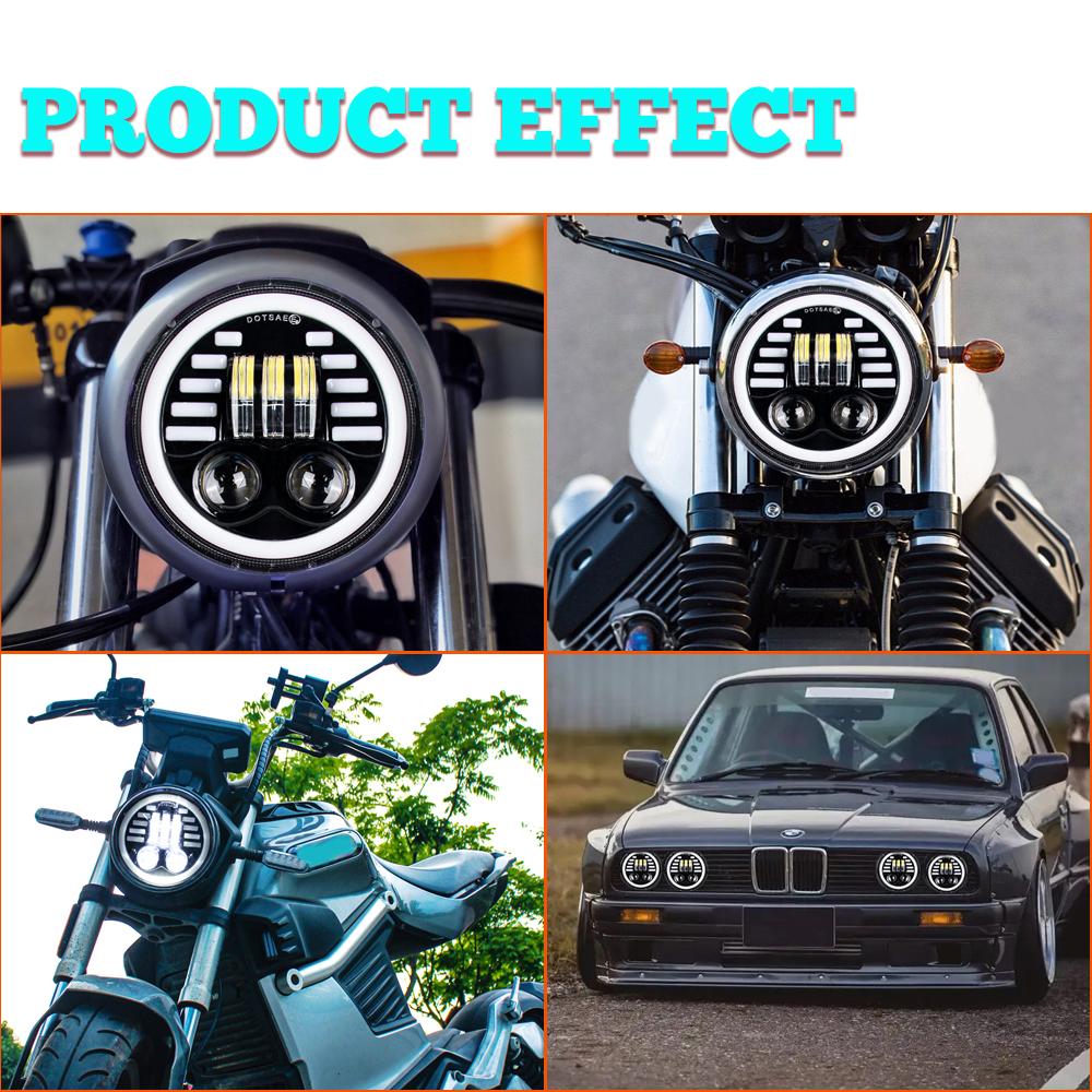 5.75 Inch Black Halo Angel Eyes LED Headlight For Triumph Sportster 1200 883 Street 500 750 5-3/4" Projector Round Headlamp