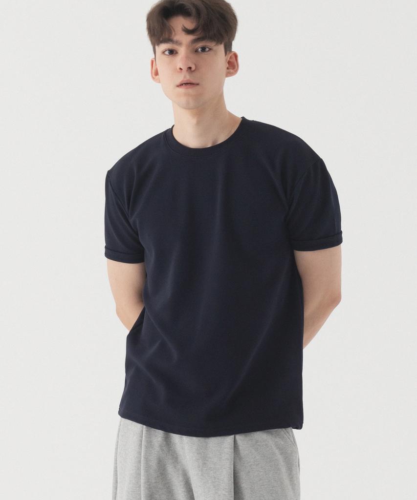 PIANER Solid Muscle Fit Short Sleeve T-Shirt (Navy)