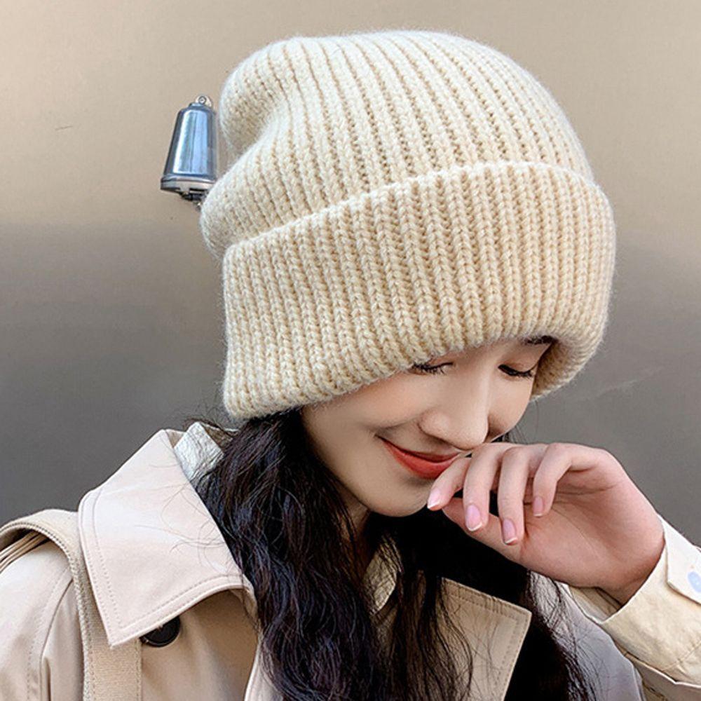 Windproof Winter Elastic Warm Knitted Hat Korean Style Beanies Women Hat Solid Color