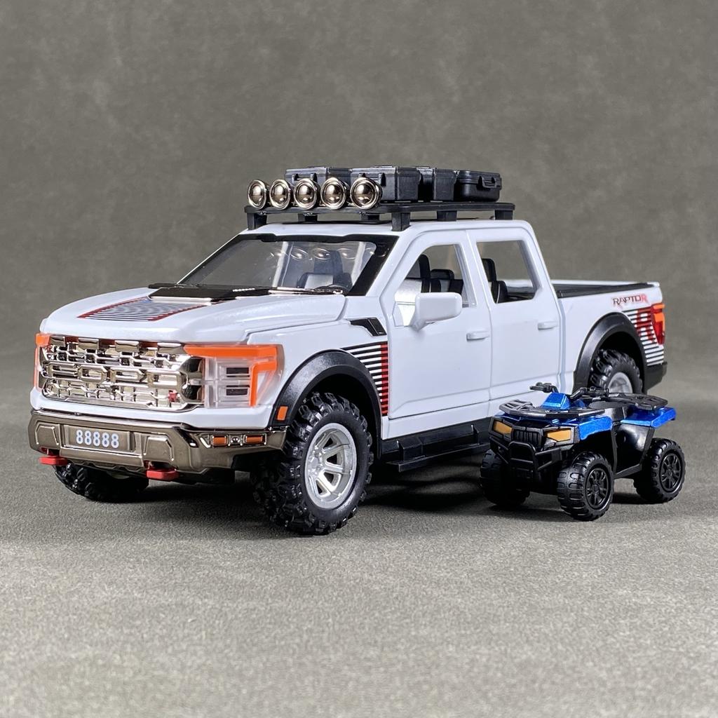 1:24 F150 Off Road Pickup Truck Alloy Diecast Metal Model Sound & Light Pull Back Toy Trendy Dislpay Birthday Present For Friend