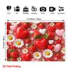 Romantic Strawberry, Heart and Daisy Backdrop Pink Themed Background Cloth for Birthday and Party