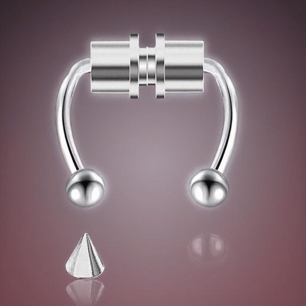 Magnetic Horseshoe Nose Rings Stainless Steel Faux Septum Fake Piercing Clip on Hoop Rings Gift for Women Girls
