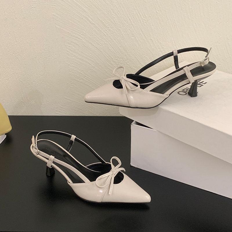 

Fashion 2025 New Footwear Butterfly-Knot Ladies High Heels Pumps Shoes Female Shallow Fashion Pointed Toe Women Heels Sandals Shoes 35 абрикосовый