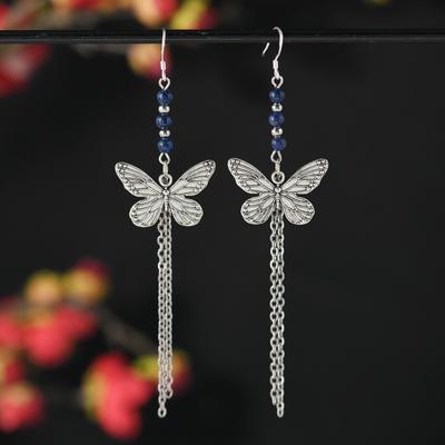 Butterfly Tassel Earrings Niche Design High Sense Long Earrings Temperament Women's Cheongsam Antique Earrings