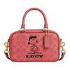 X Peanuts Collaboration 13 Cartoon Letter Print Coated Canvas And Leather Mini Shoulder Crossbody Bag Women Bags Red CBJ62-IMBCV