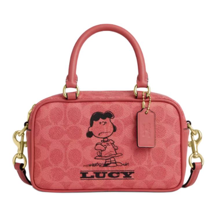 

Coach X Peanuts Collaboration 13 Cartoon Letter Print Coated Canvas And Leather Mini Shoulder Crossbody Bag Women bags Red CBJ62-IMBCV Basic Set (Bag+Dust Bag)