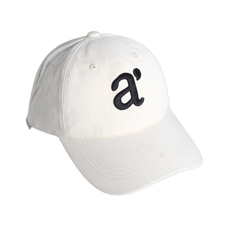 Letter Red Baseball Cap Female Simple Versatile Big Face Showing Face Small Peaked Cap Shading White Hat