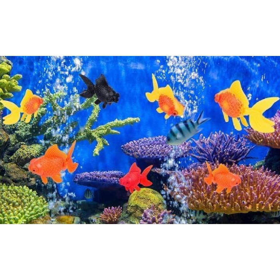 3 Pcs Orange Fake Floating Fishes Plastic Fake Goldfish Artificial Aquarium Fishes Colorful Realistic Artificial Moving Fish Ornament Decorations