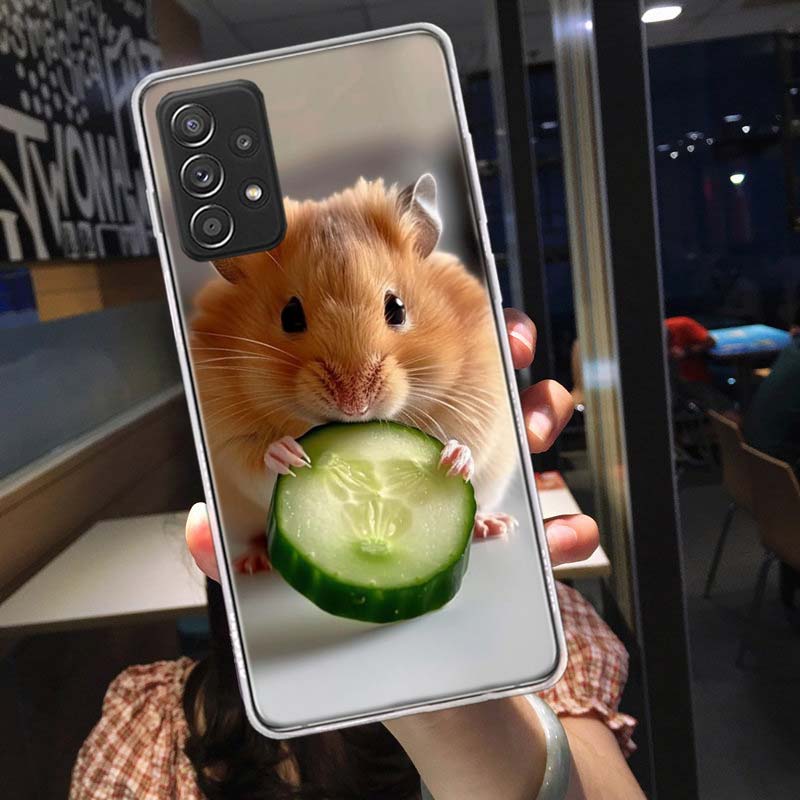 Hamsters With Hats Have Ears Phone Case For Samsung A15 A25 A35 A55 Galaxy A12 A22 A32 A52S A72 A05S A02S A42 J6 J4 A6 A7 A8 A90