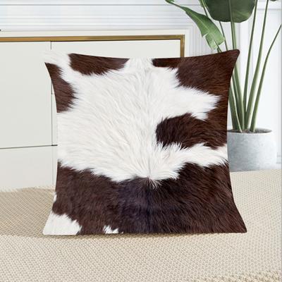 Throw Pillowcase Cow Pattern Cushion Cover Hidden Zipper Square Pillow Case for Home Sofa Decoration