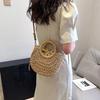 Handwoven Straw Rattan Half-Moon Beach Handbag Large Capacity Women Summer Hollow Out Shoulder Bag Crossbody Bags