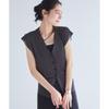 VIS Women's Sheer Ruffle Summer Knit Vest V-Neck Sleeveless Cardigan Charcoal One Size