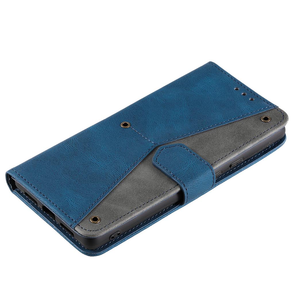 For Samsung Galaxy S25 FE Leather Case Splicing Stitching Wallet Phone Cover with Wrist Strap