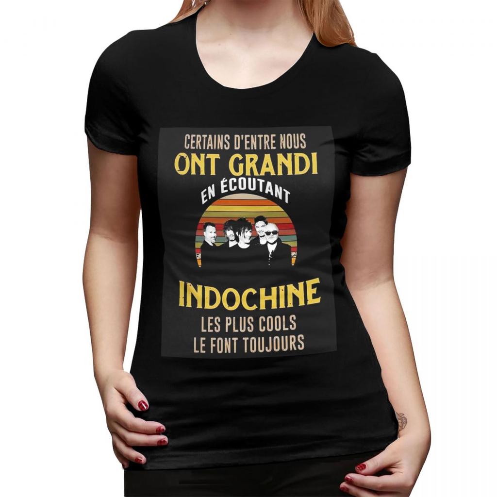 Best Of Indochine Band Logo7 Exselna Genres Rock TShirt for Women ONeck Streetwear T Shirts Womens Short Sleeve Clothes Tops