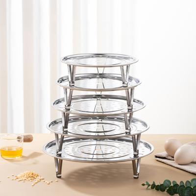 Stainless Steel Round Steamer Rack with Detachable V-Shaped Stand for Steamer Cooking Stackable Vegetables Dumplings Fish Seafood