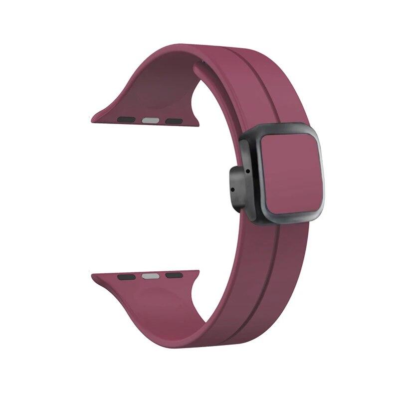 Bracelet Magnétique pour Apple Watch Série 9 8 7 6 SE 5 4 3 2 1 45mm 44mm 42mm 41mm 40mm Bracelet de Sport en Silicone pour iWatch Ultra 2 49mm