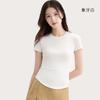 T-shirt Women's Tencel Blended Crew Neck with Chest Pad Breathable Bottom Shirt Versatile Short Sleeve Top Women's Summer
