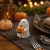 Cute Halloween Table Topper Ghost Pumpkin Ornaments, Resin Smiling Desktop Decorations for Home Delicate Craft Office Party Decor, Healing Miniature
