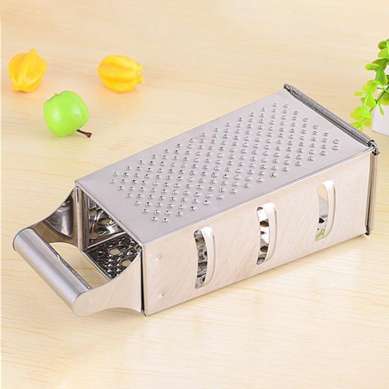 9 Inch 4 Sides Vegetable Grater with Handle Sharp Blade Non-slip Base Ergonomic Design Multi-functional Stainless Steel