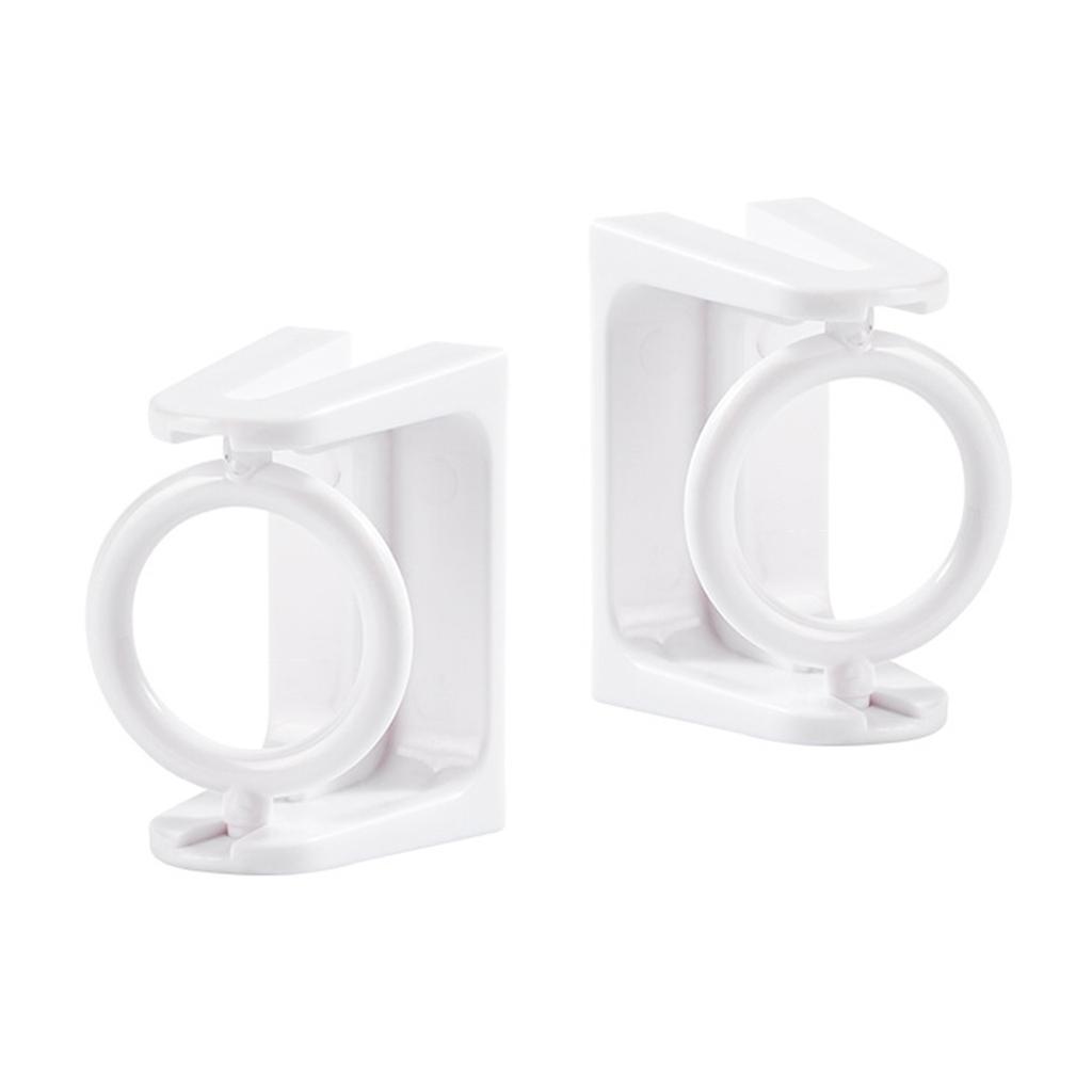 2 Pack 360 Degree Rotatable Self Adhesive Curtain Rod Holders Wall Mount Brackets for Drapery Transparent Plastic Hook