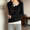 T-shirts for Women with Small Breasts Long Sleeves Early Autumn Design Niche Contrasting Tops Underwear for Women's Clothing