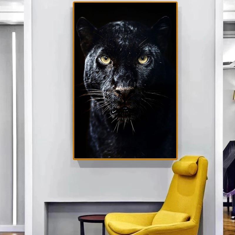 Animal Canvas Poster Black Panther and Printmaking Wall Art Canvas Painting Modern Living Room Home Decoration Painting Picture No Frame