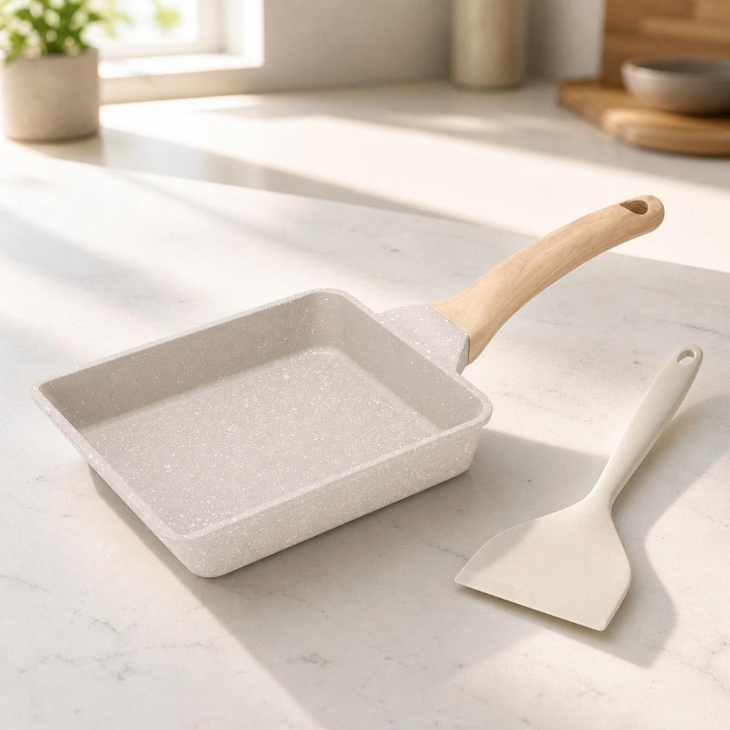 Padella Giapponese per Uova Arrotolate con Distribuzione Uniforme del Calore Rettangolare Frittura Arrotolata Non