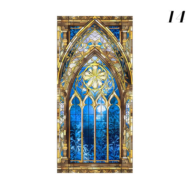 Retro Art Skleněná Fólie Evropský Styl Vitrážové Kostelní Umění Soukromí Okenní Samolepky Neprůhledné Hotelový Klub Veranda Okenní Dekorace Fólie