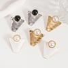 Metallic imitation pearl geometric triangle silver needle stud earrings personalized temperament earrings