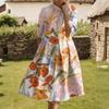 Dress For Women Elegant Casual Smocked Button Lapel Short Sleeve Knee Length Dress