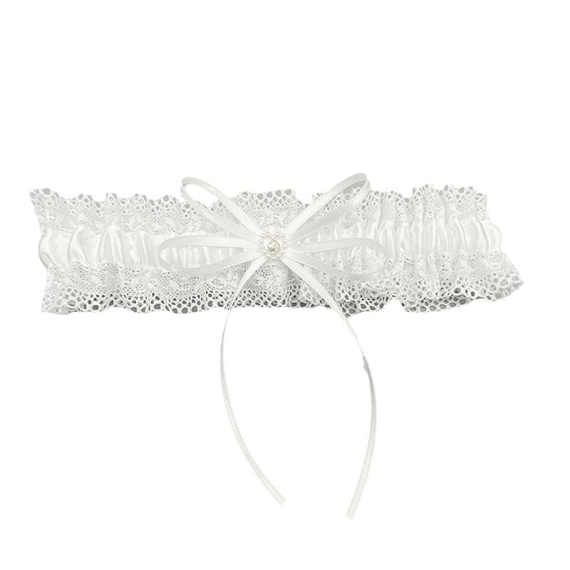 Elegantes Strass-Schleifen-Spitzen-Hochzeits-Strumpfband für Bräute