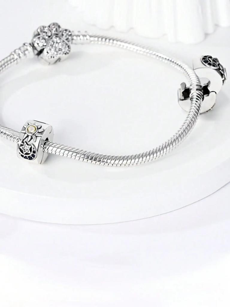 Copper Plated Original Charms Colored Diamonds Clips And Spacers Beads Fit Bracelet Women'S Jewelry Gift